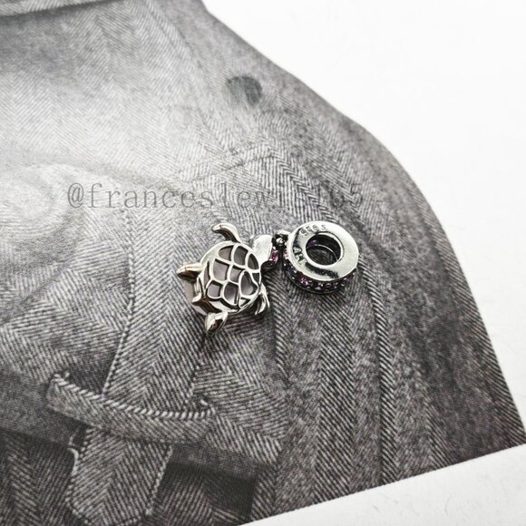 Pandora Murano Glass Pink Sea Turtle Dangle Charm - Picture 3 of 4